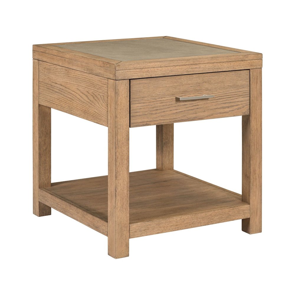 3 Pc Living Room Set, Faux Concrete Block Cocktail Table, 2 End Tables- Oak Wood. Picture 7
