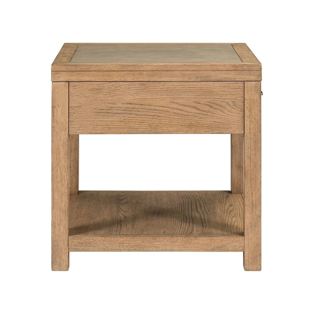 3 Pc Living Room Set, Faux Concrete Block Cocktail Table, 2 End Tables- Oak Wood. Picture 9