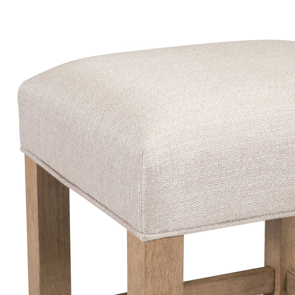 Corso Upholstered Console Stool 19" Height  - Oak Wood & Taupe Linen. Picture 6