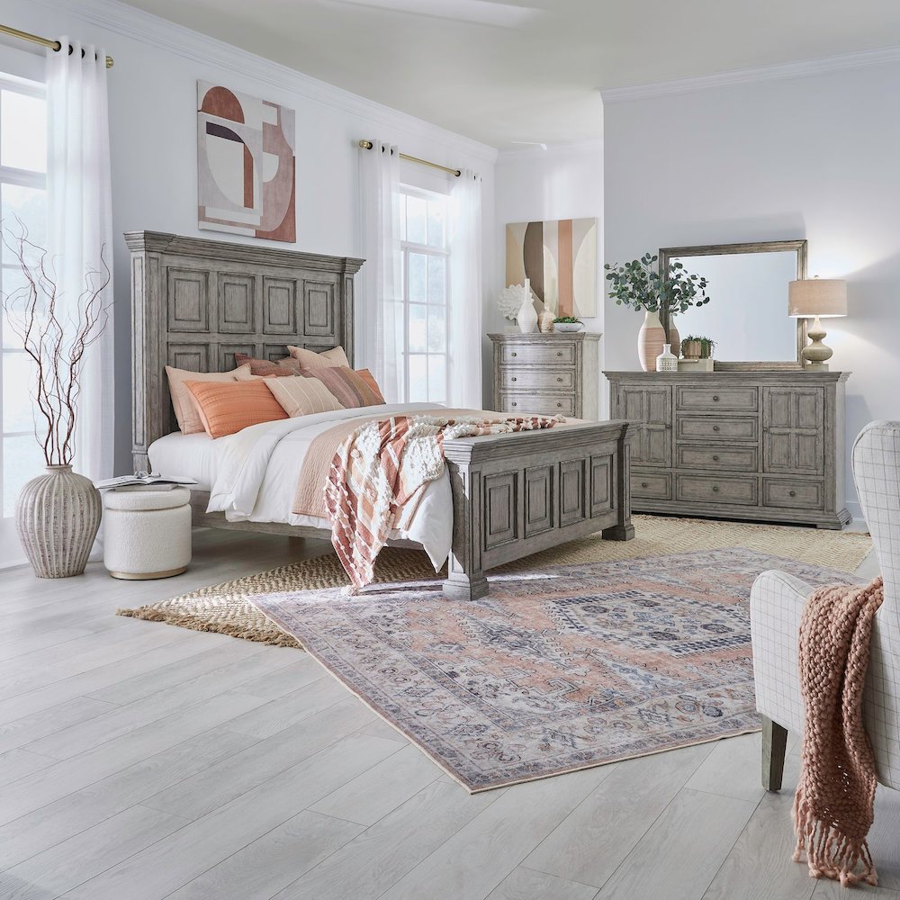 Big Valley Big Valley King Panel Bed, Dresser & Mirror, Chest - Graystone. Picture 1