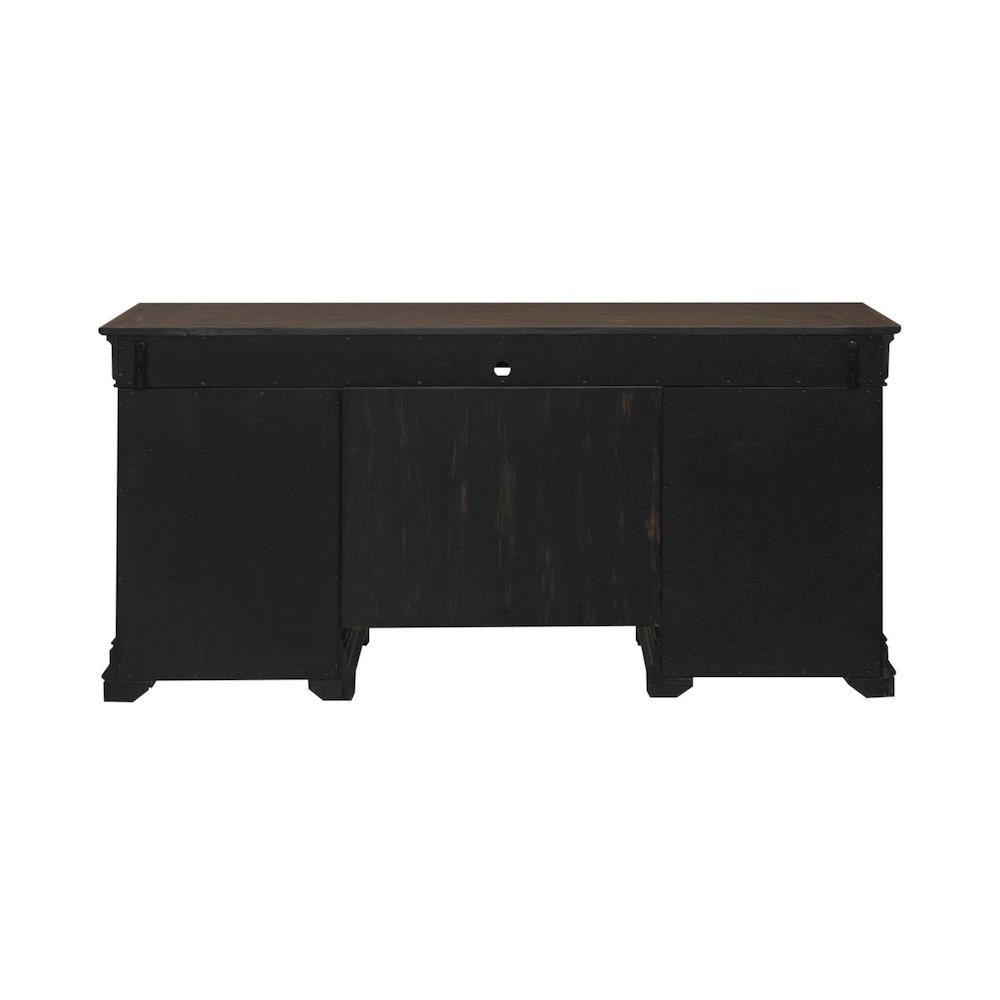 5 Piece Home Office Set with Desk, Credenza and Hutch - Aged Charcoal. Picture 2