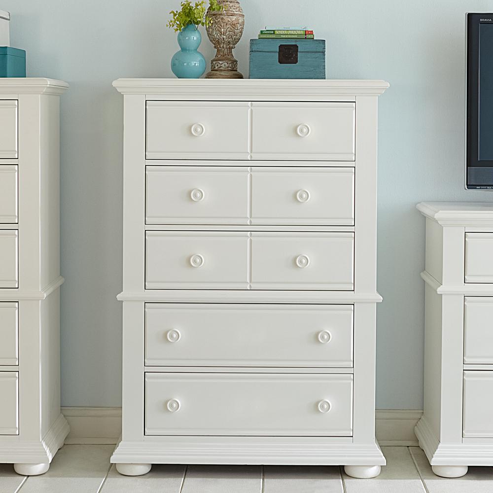 Summer House I 5 Drawer Chest in Oyster White. Picture 2