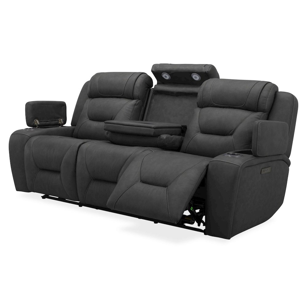 Chapman Power Recline Sofa & Loveseat with Charging Ports - Aline Coal Leather. Picture 1