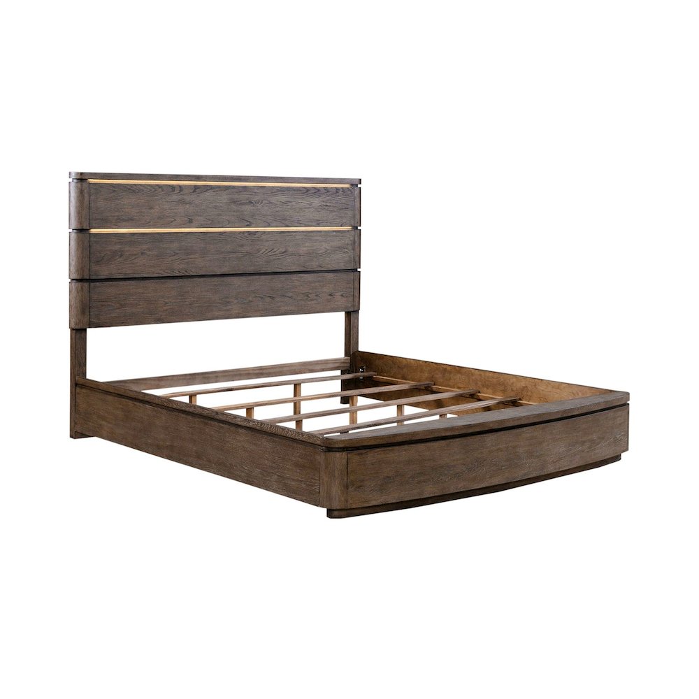 Cascade Falls King Panel Bed with LED Touch Light - Satin Espresso Oak. Picture 6