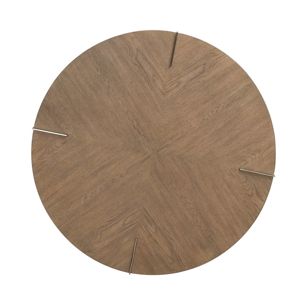 3 Piece Set - Round Cocktail Table, 2 End Tables - Sandstone & Satin Nickel. Picture 4
