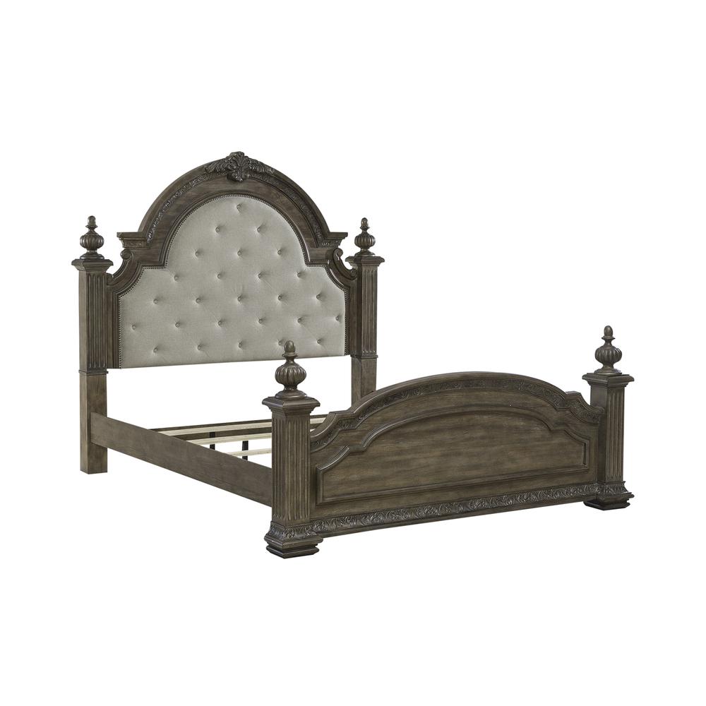 Carlisle Court Queen Poster Bed - Chestnut with Gray Dusty Wax Finish. Picture 1