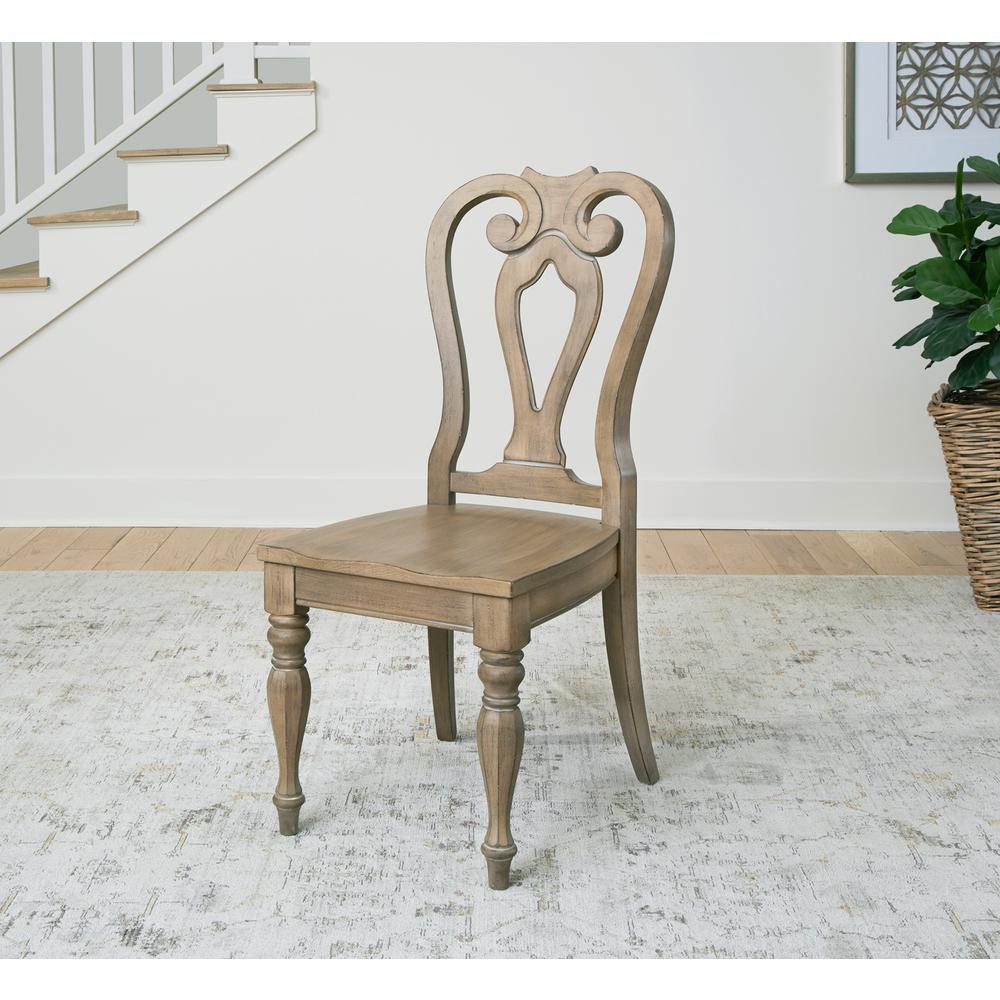 Magnolia Manor Opt 5 Piece Pedestal Table Set - Weathered Bisque. Picture 4