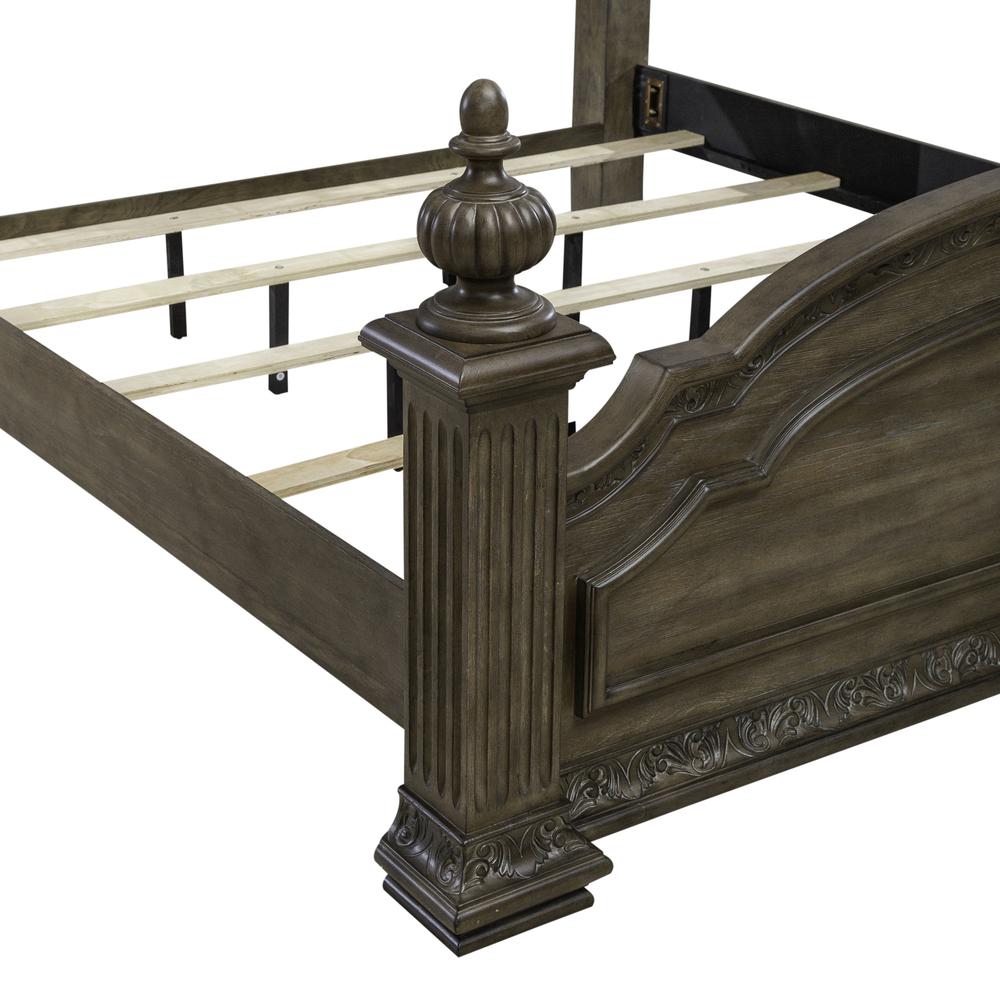 Carlisle Court Queen Poster Bed - Chestnut with Gray Dusty Wax Finish. Picture 6
