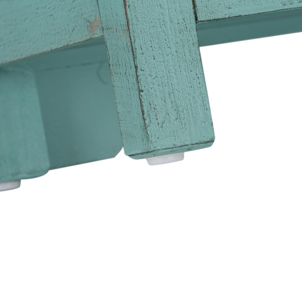 Kensington 4 Door Accent Cabinet in Turquoise w/ Worn Wood Tone Top. Picture 8