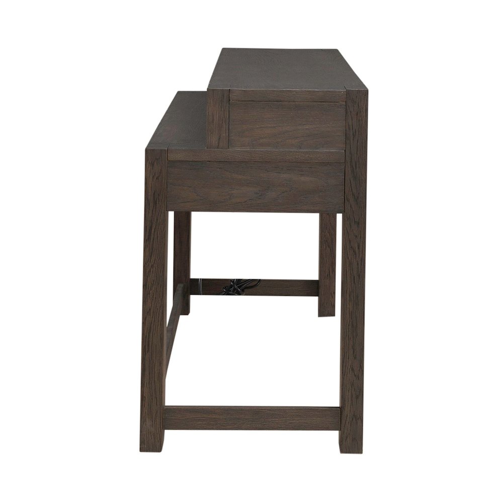 Lennox Hill Living Room Console Bar Table with Charging Station - Bark. Picture 4