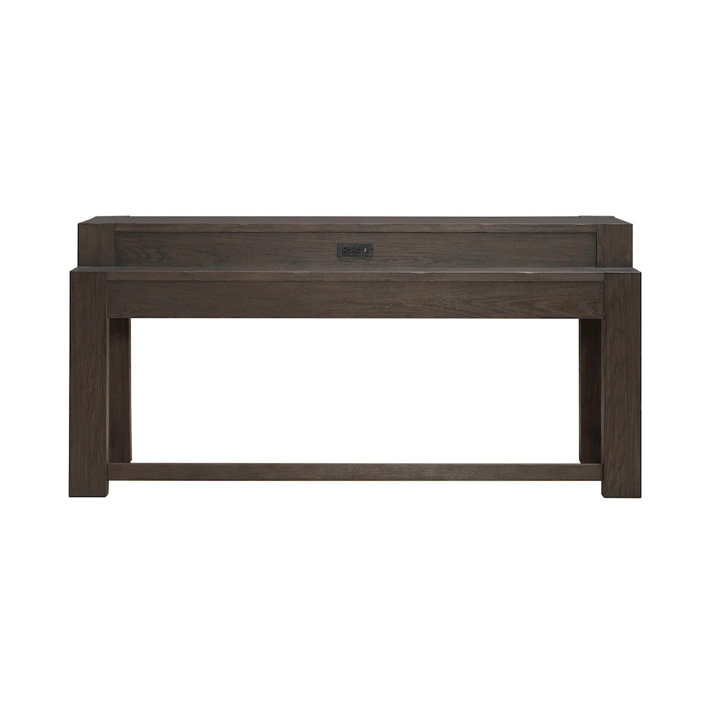 Lennox Hill Living Room Console Bar Table with Charging Station - Bark. Picture 5