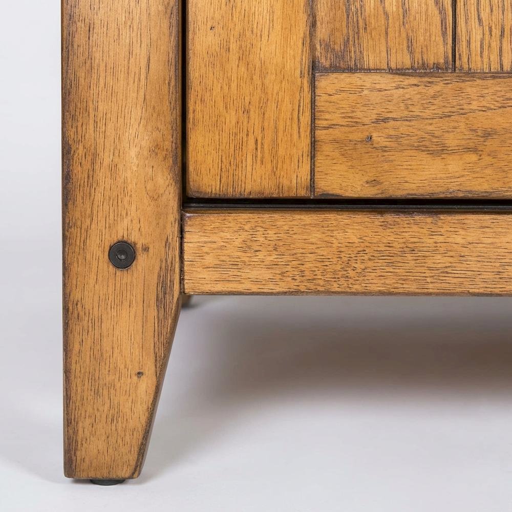 Rustic Oak TV Console with Solid and Manufactured Wood Construction. Picture 6