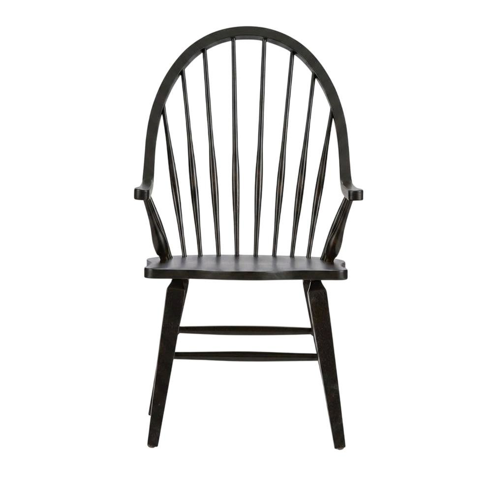 Windsor Back Armchair in Black with Elegant Tobacco Finish. Picture 1
