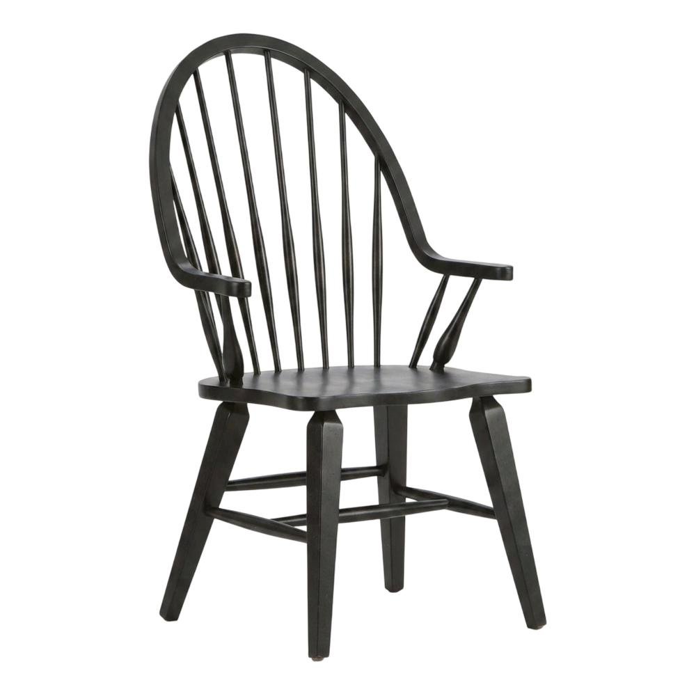 Windsor Back Armchair in Black with Elegant Tobacco Finish. Picture 3