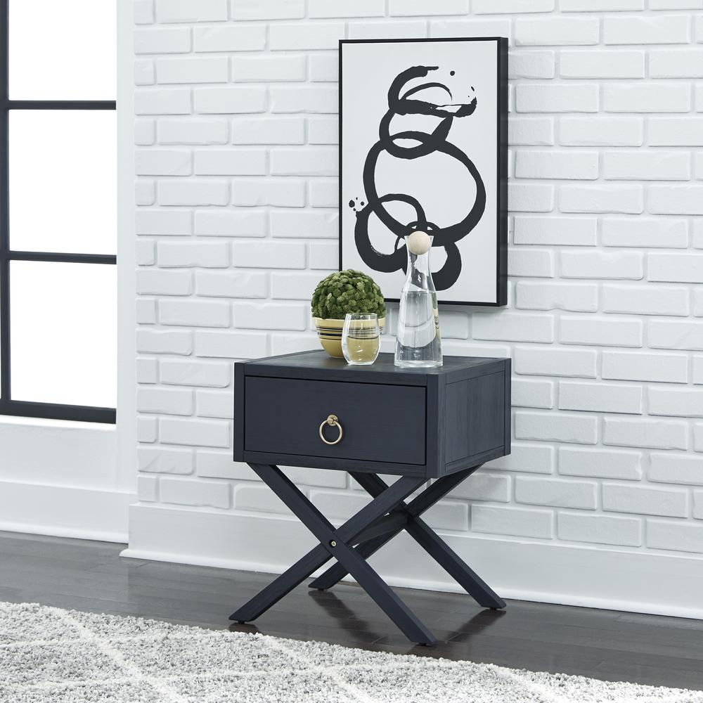 East End 1 Drawer Accent Table in Wirebrushed Denim. Picture 8