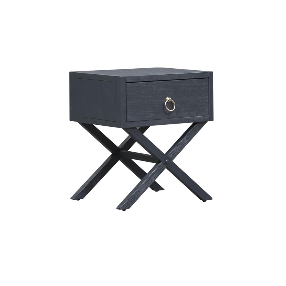 East End 1 Drawer Accent Table in Wirebrushed Denim. Picture 1