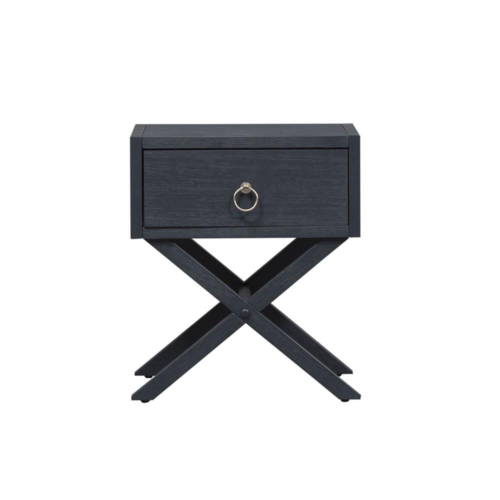 East End 1 Drawer Accent Table in Wirebrushed Denim. Picture 2