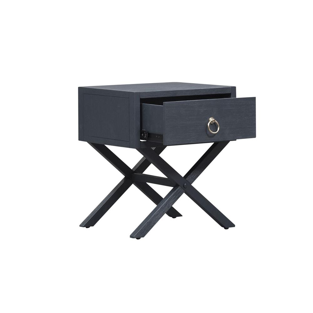 East End 1 Drawer Accent Table in Wirebrushed Denim. Picture 6