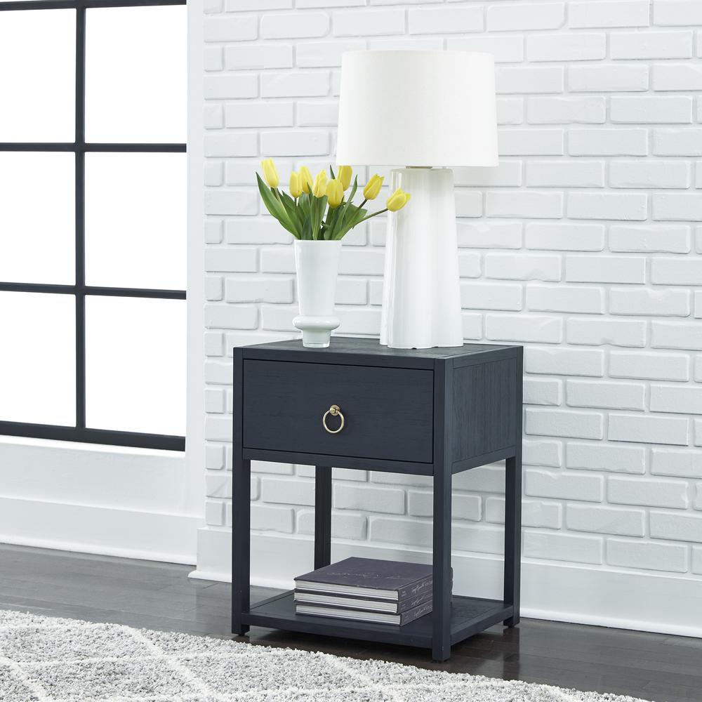 East End 1 Shelf Accent Table in Wirebrushed Denim. Picture 8