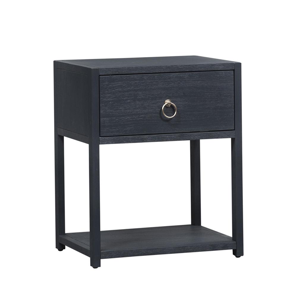 East End 1 Shelf Accent Table in Wirebrushed Denim. Picture 1
