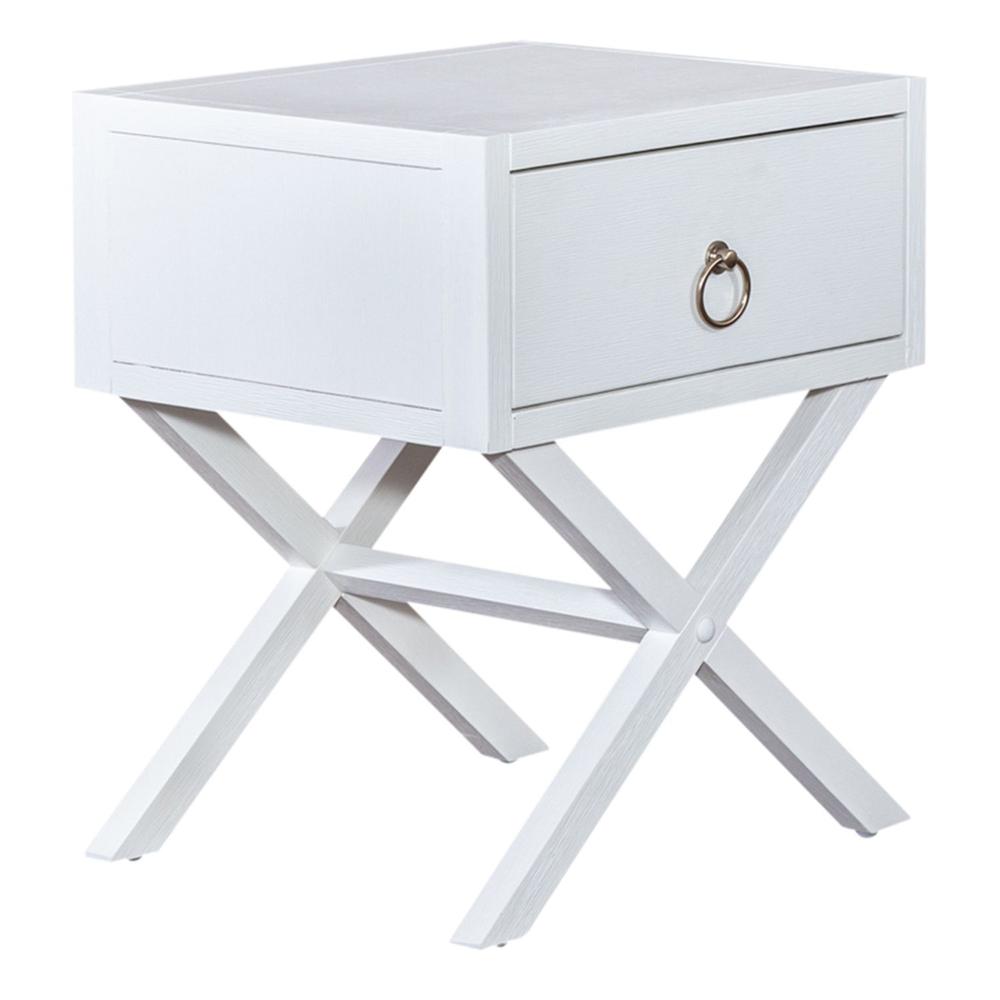 East End 1 Drawer Accent Table in Wirebrushed White. Picture 1