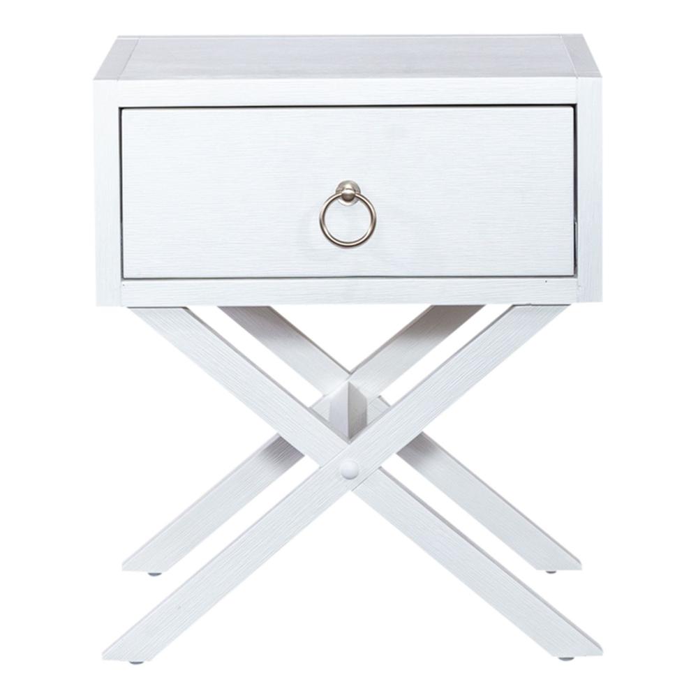 East End 1 Drawer Accent Table in Wirebrushed White. Picture 2