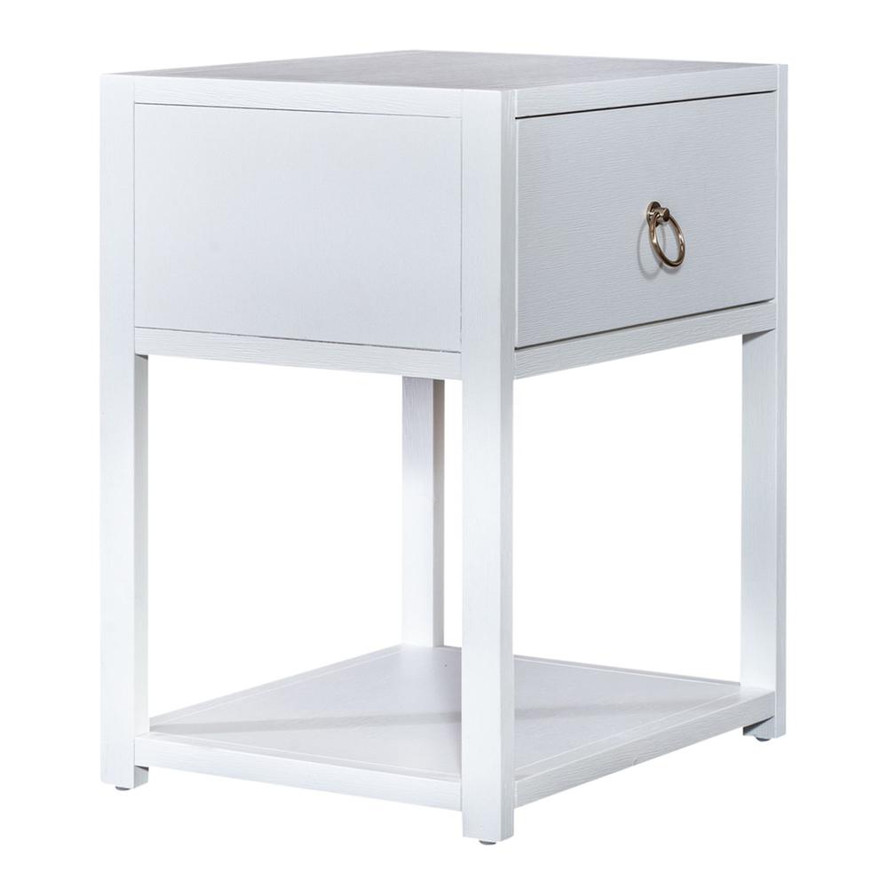 East End 1 Drawer 1 Shelf Accent Table in Wirebrushed White. Picture 1