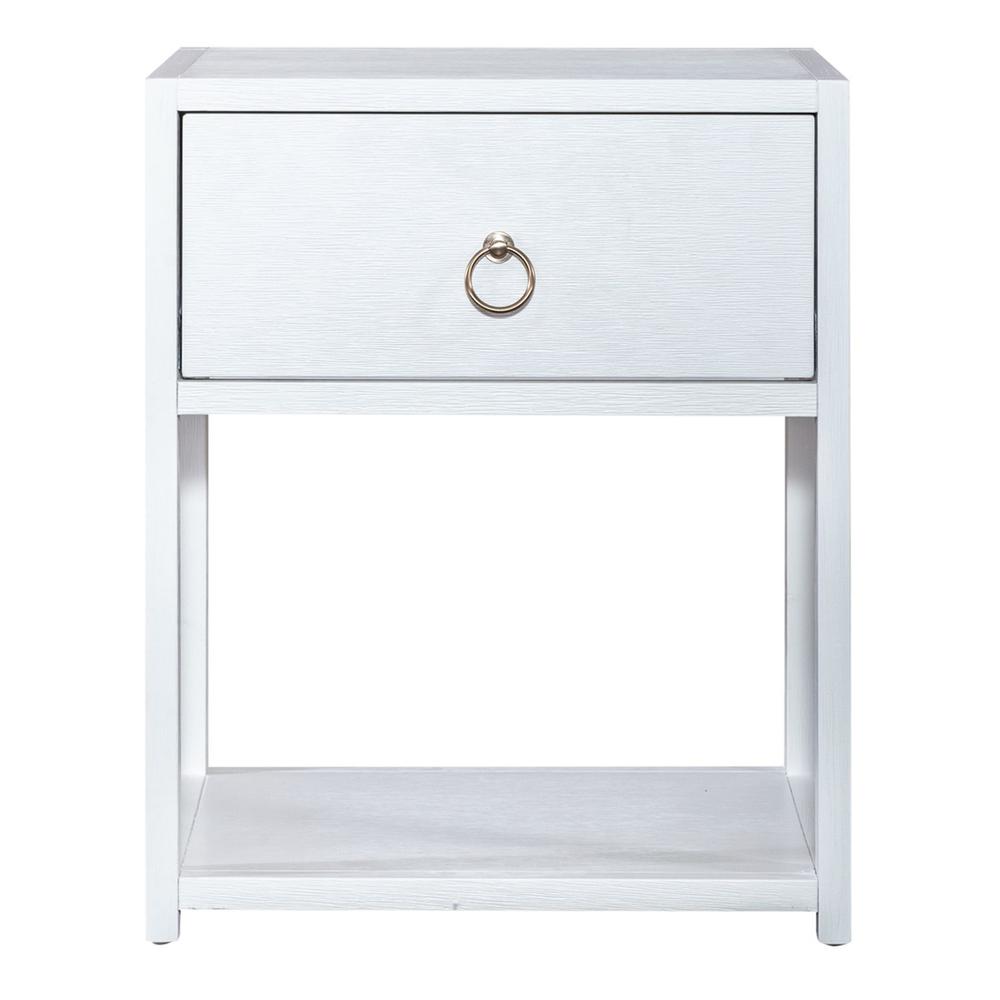East End 1 Drawer 1 Shelf Accent Table in Wirebrushed White. Picture 2
