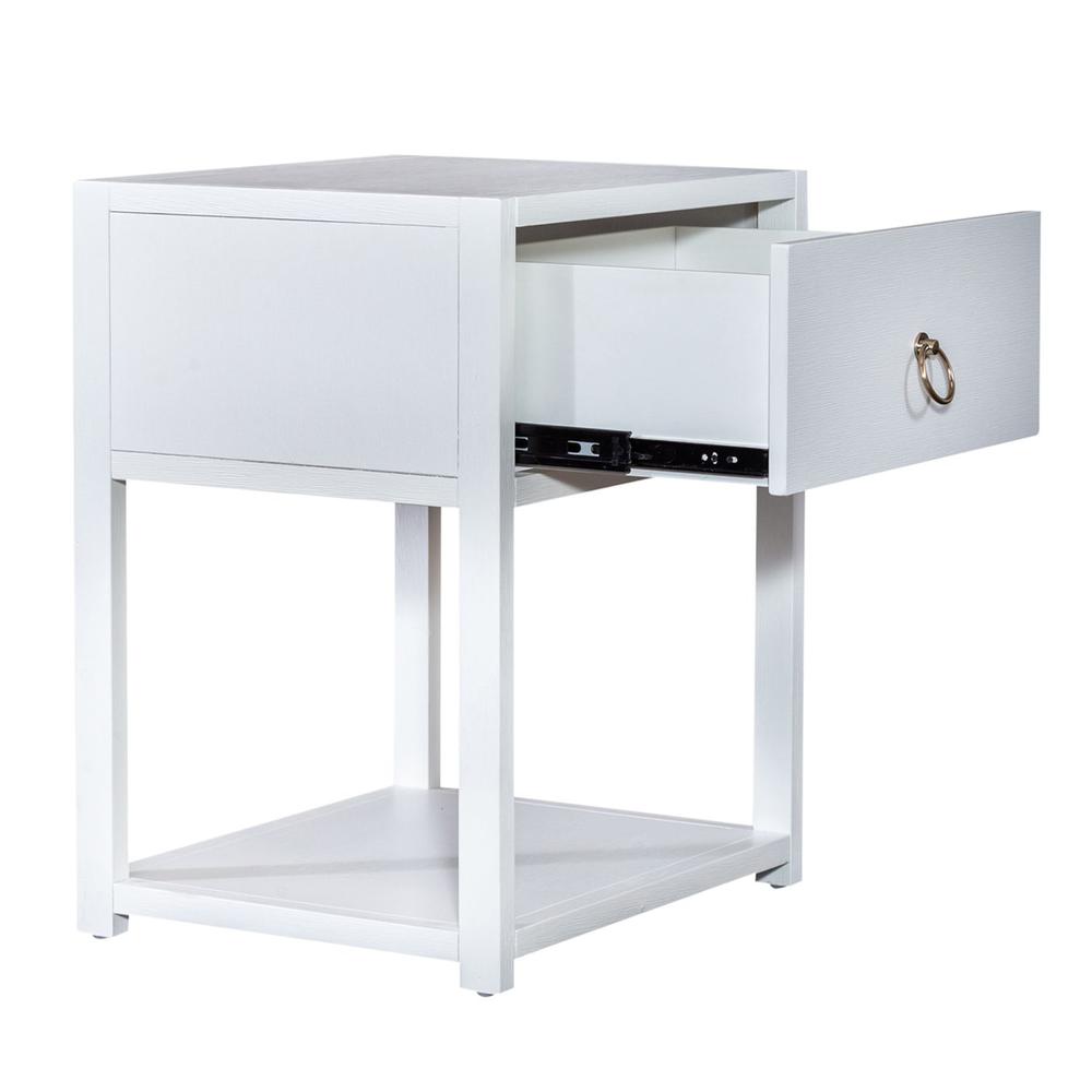 East End 1 Drawer 1 Shelf Accent Table in Wirebrushed White. Picture 7