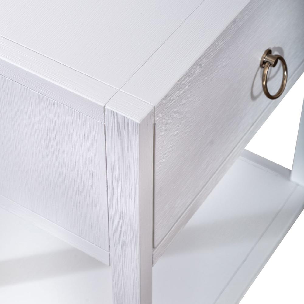 East End 1 Drawer 1 Shelf Accent Table in Wirebrushed White. Picture 8