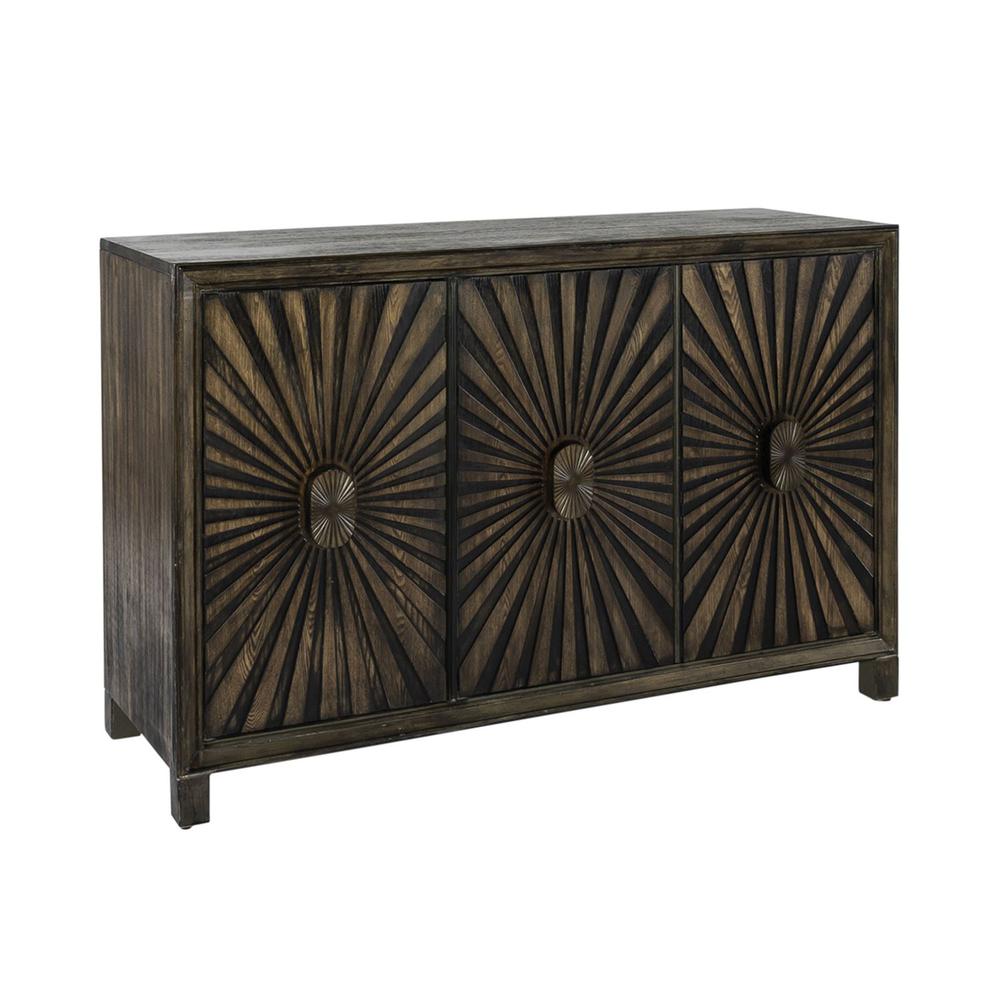 Chaucer 3 Door Accent Cabinet in Aged Whiskey. Picture 1