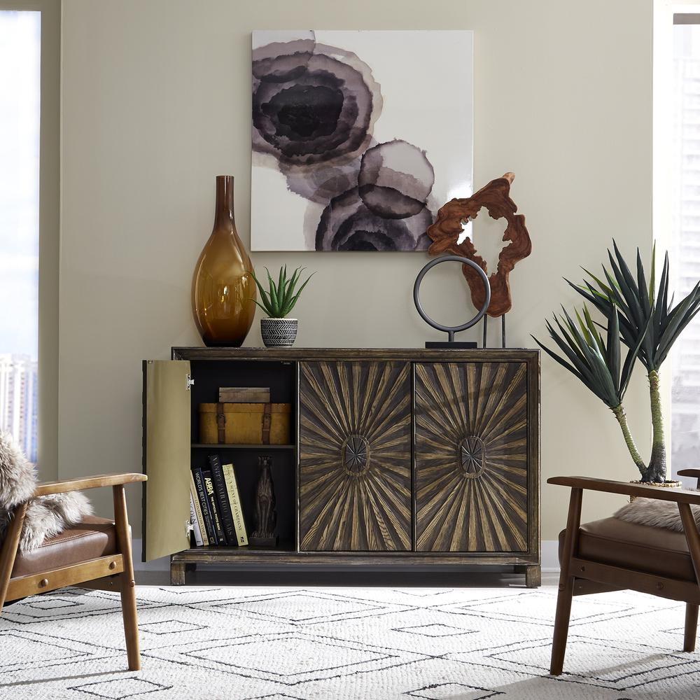 Chaucer 3 Door Accent Cabinet in Aged Whiskey. Picture 9