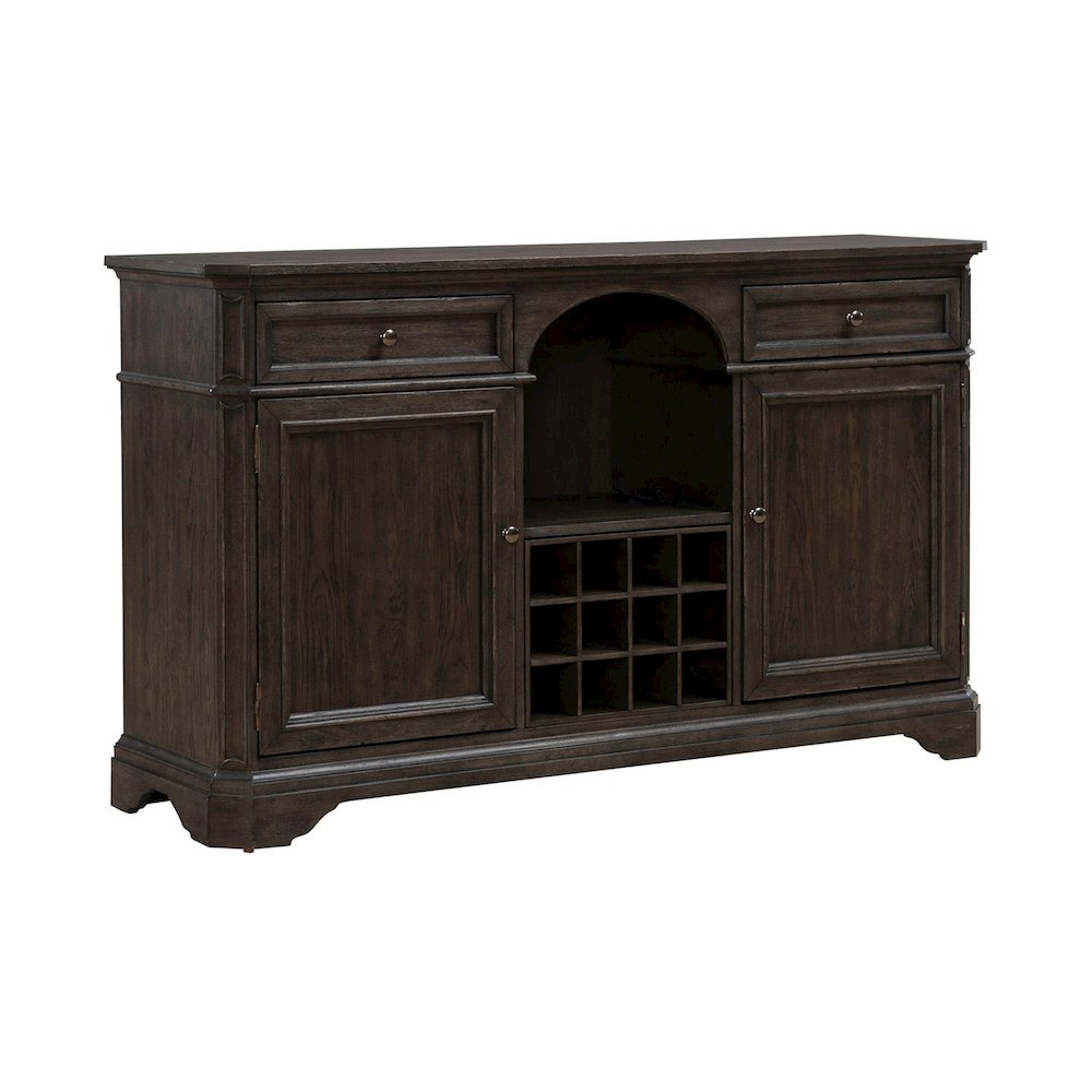 Grant Park Dining Room Wine Rack Buffet  - White Oak Veneers -  Cappuccino Brown. Picture 1