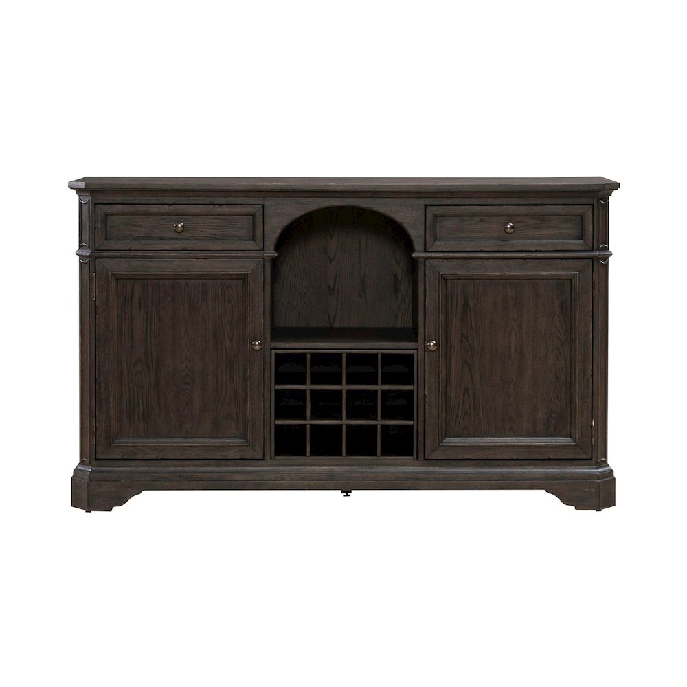 Grant Park Dining Room Wine Rack Buffet  - White Oak Veneers -  Cappuccino Brown. Picture 3