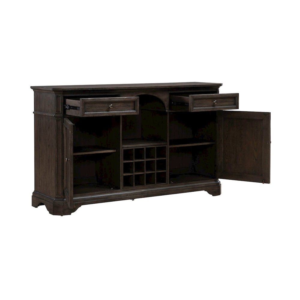 Grant Park Dining Room Wine Rack Buffet  - White Oak Veneers -  Cappuccino Brown. Picture 7