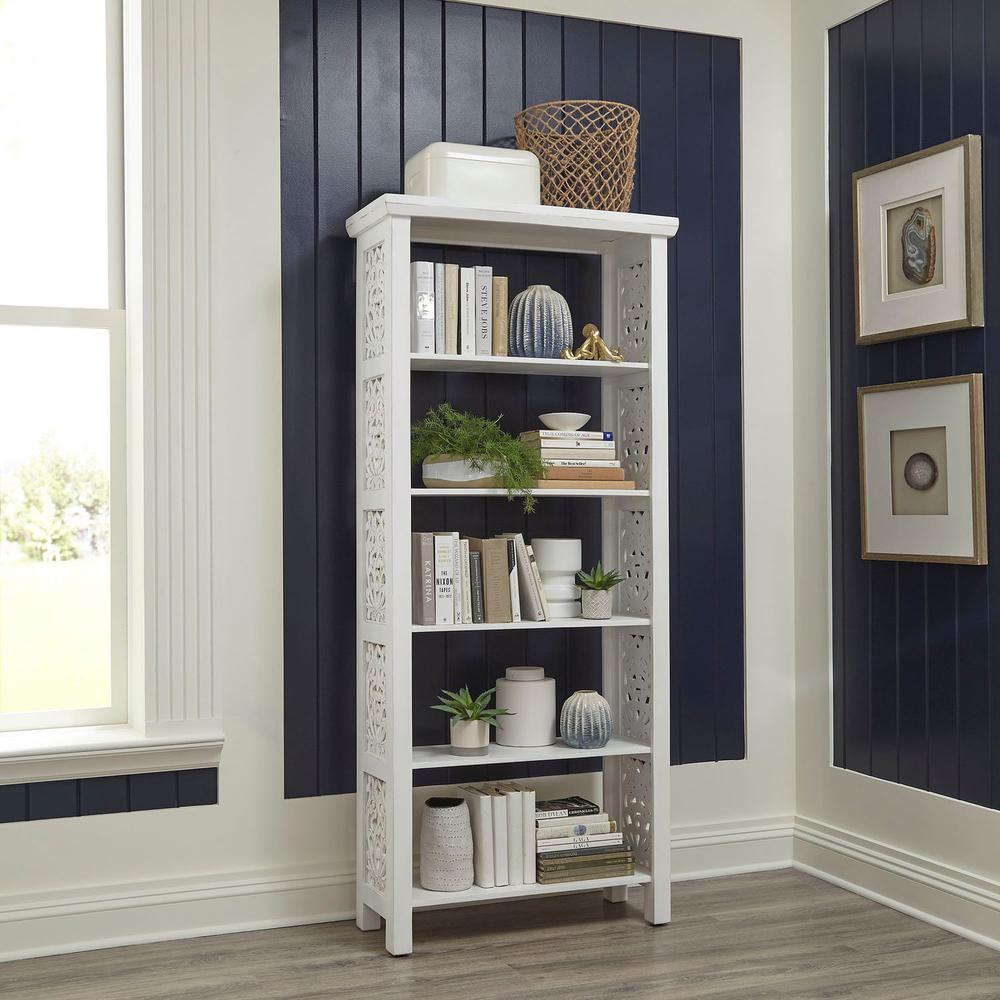 Trellis Lane Accent Bookcase in Weathered White, Black. Picture 8