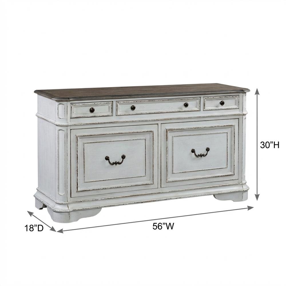 Antique White Credenza with Weathered Bark Finish, European Traditional Style. Picture 7