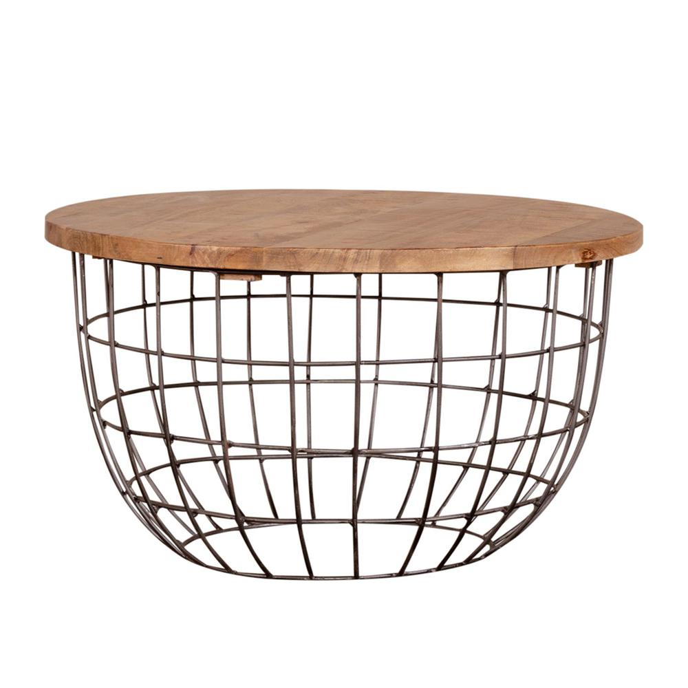 Akins Nesting Caged Accent Tables in Weathered Honey w/ Pewter Base. Picture 2