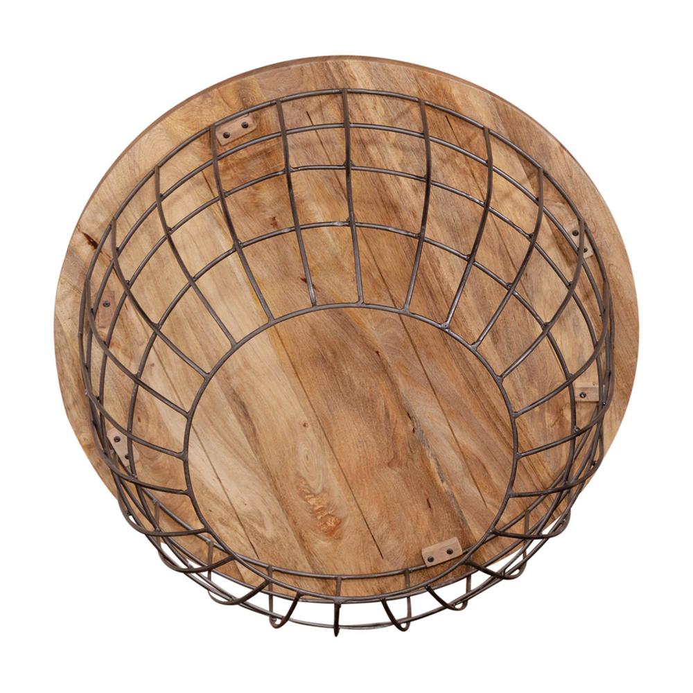 Akins Nesting Caged Accent Tables in Weathered Honey w/ Pewter Base. Picture 4