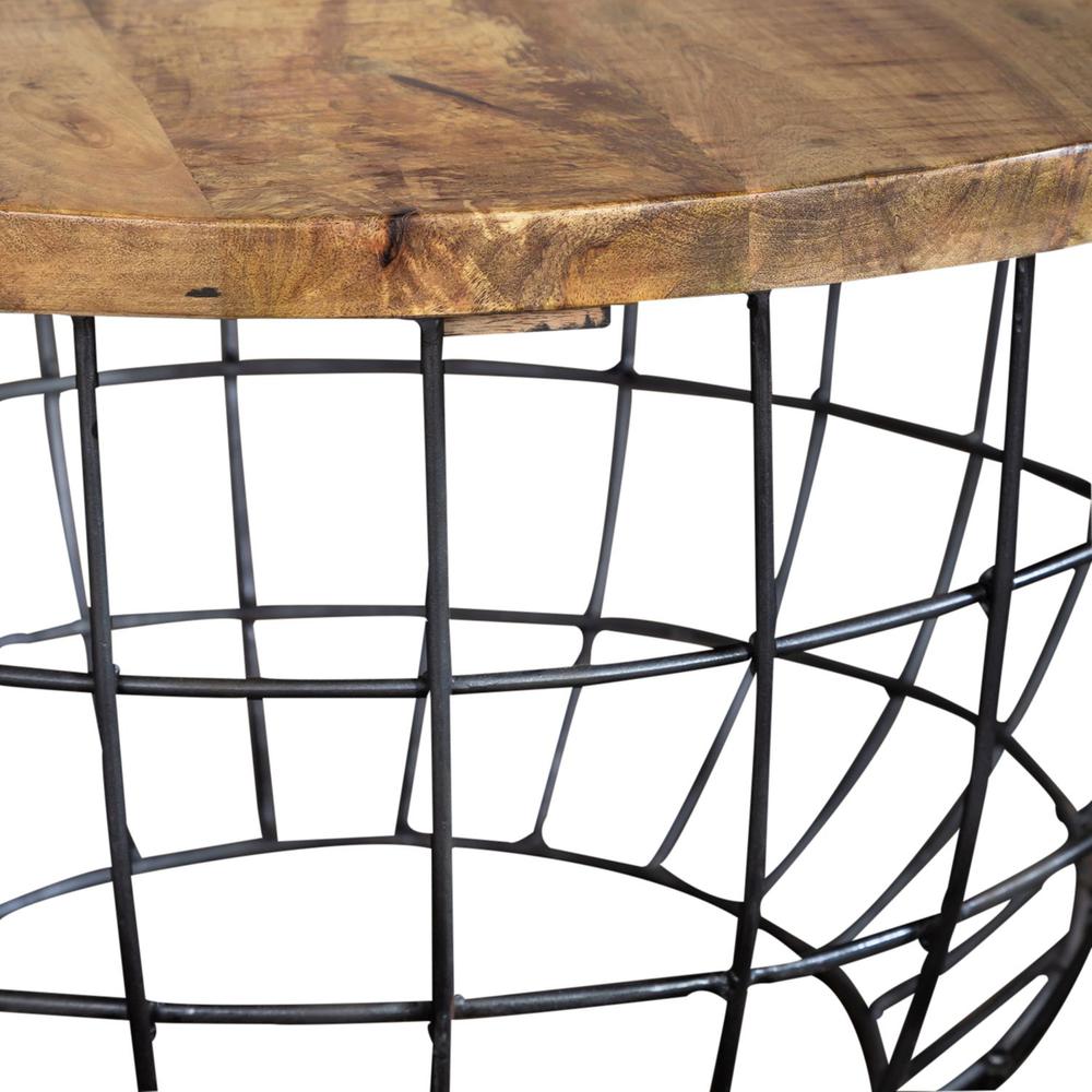Akins Nesting Caged Accent Tables in Weathered Honey w/ Pewter Base. Picture 5