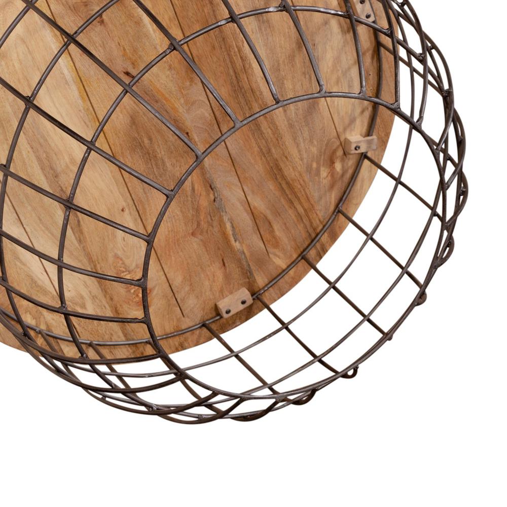 Akins Nesting Caged Accent Tables in Weathered Honey w/ Pewter Base. Picture 6