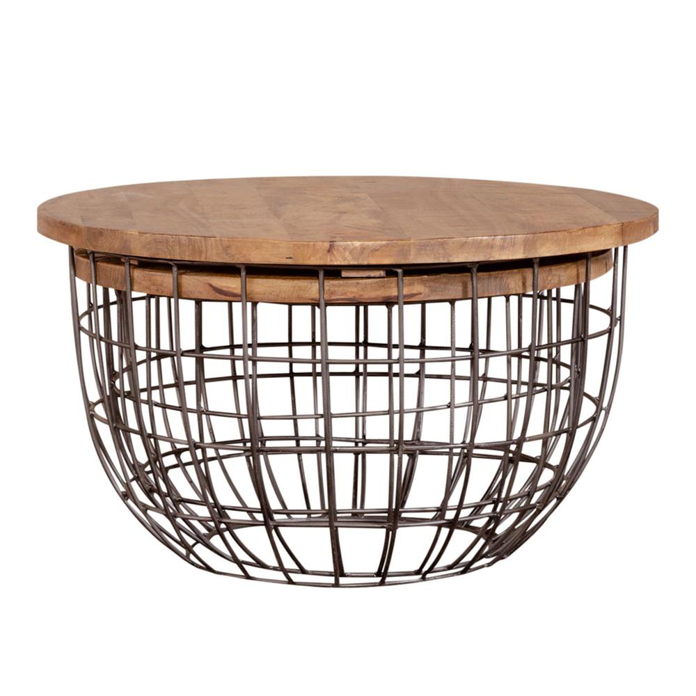 Akins Nesting Caged Accent Tables in Weathered Honey w/ Pewter Base. Picture 8