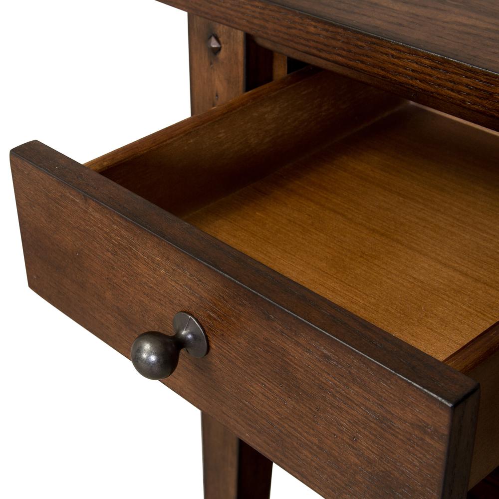 Lake House Chair Side Table in Rustic Brown Oak. Picture 3