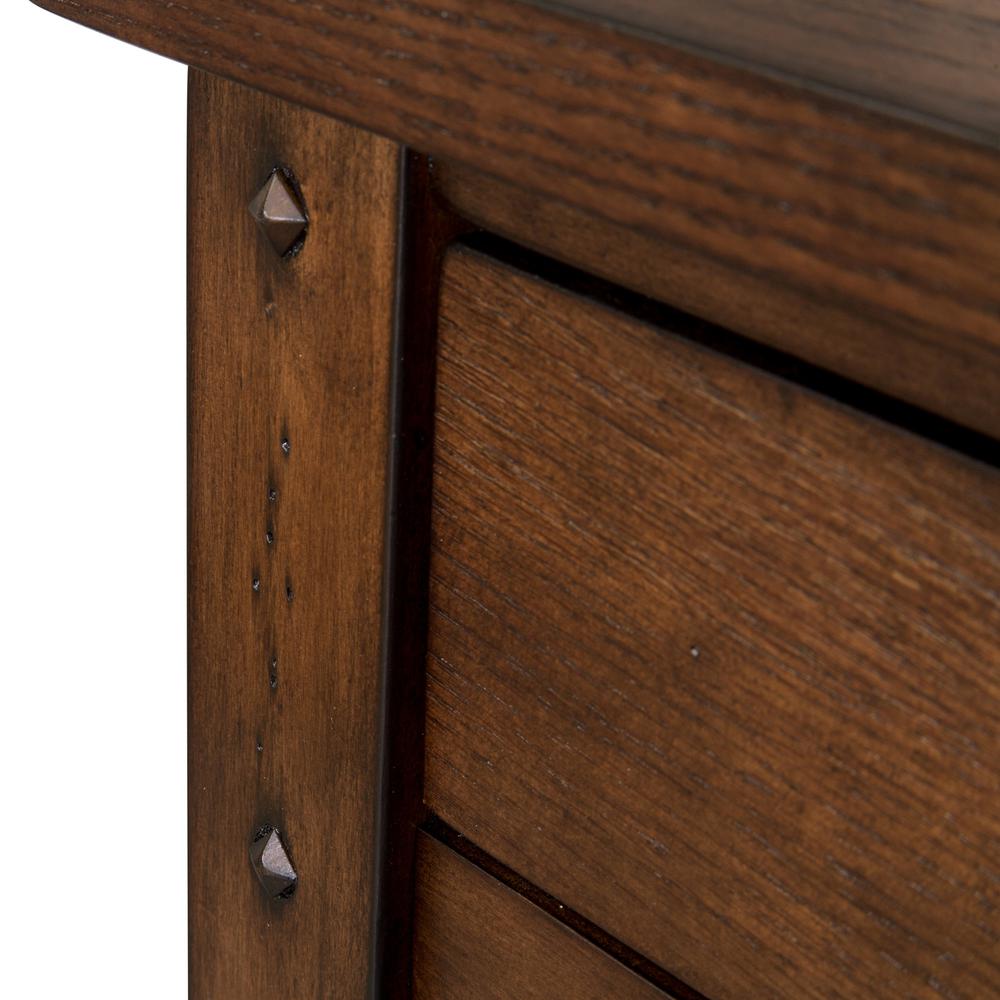 Lake House Chair Side Table in Rustic Brown Oak. Picture 7