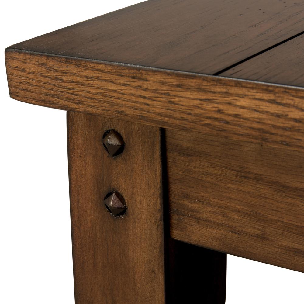 Lake House Square Lamp Table in Rustic Brown Oak. Picture 5