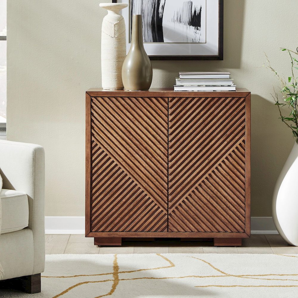 Easton Storage 2 Door Accent Cabinet Modern Design - Urban Bronze Walnut Wood. Picture 2