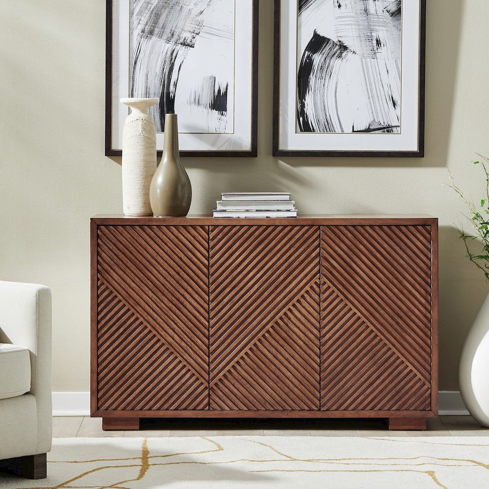 Easton Storage 3 Door Accent Cabinet Modern Design - Urban Bronze Walnut Wood. Picture 2