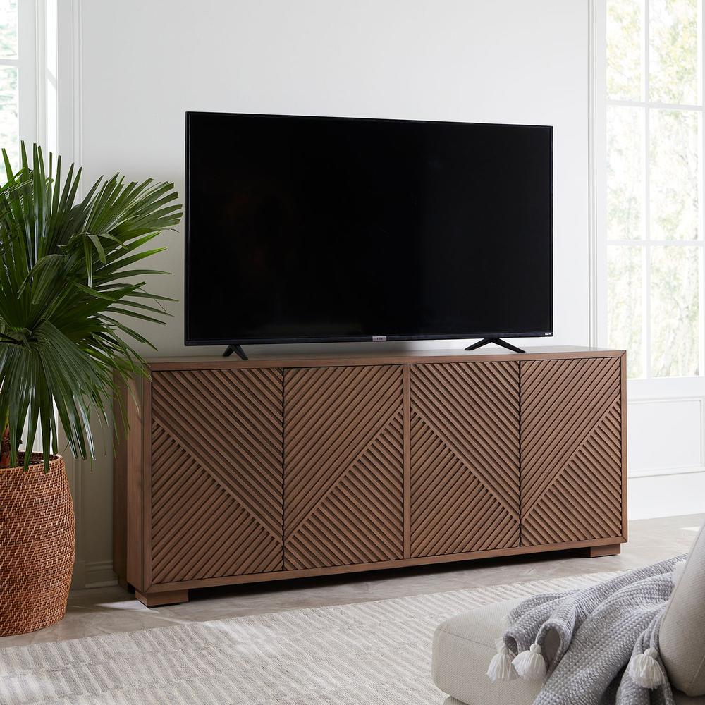 Easton eighty-two inch TV console in Urban Bronze Finish. Picture 3