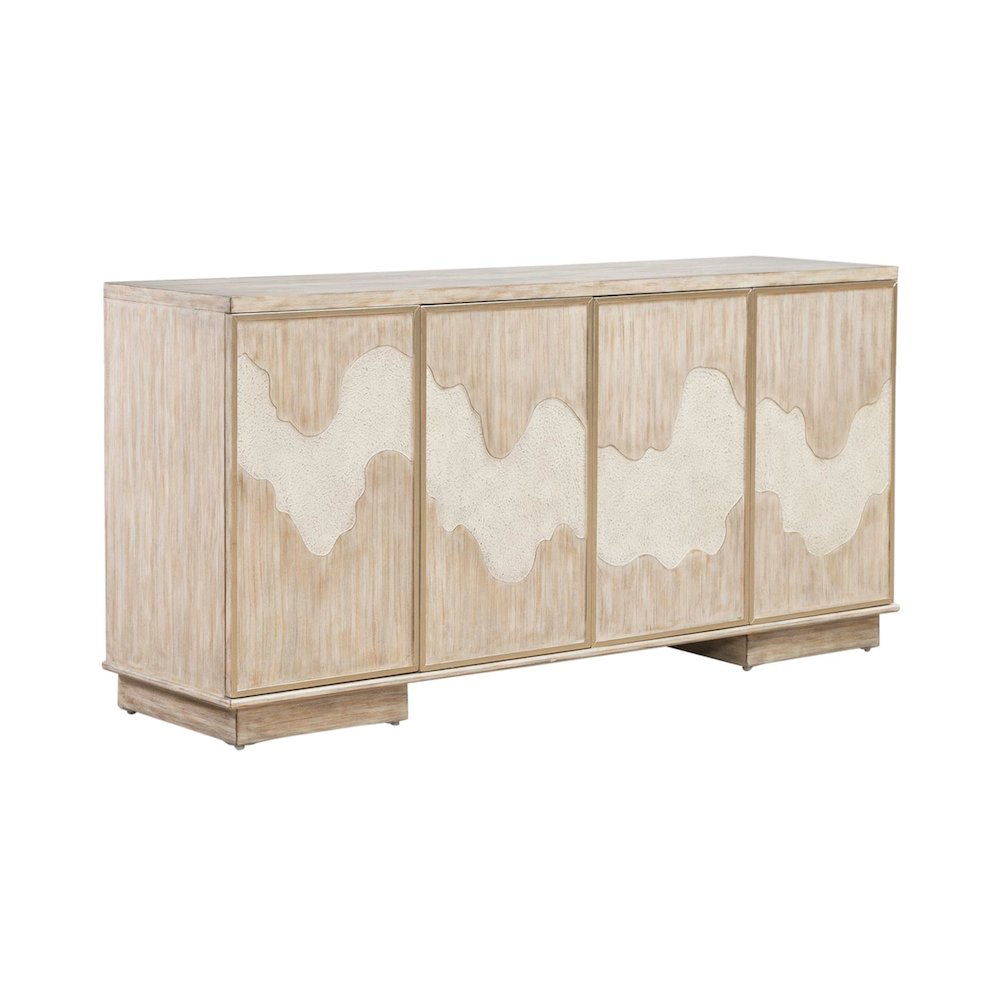 Terrace Storage 4 Door Accent Cabinet Eclectic Natural Wood Design - Grey Brown. Picture 3