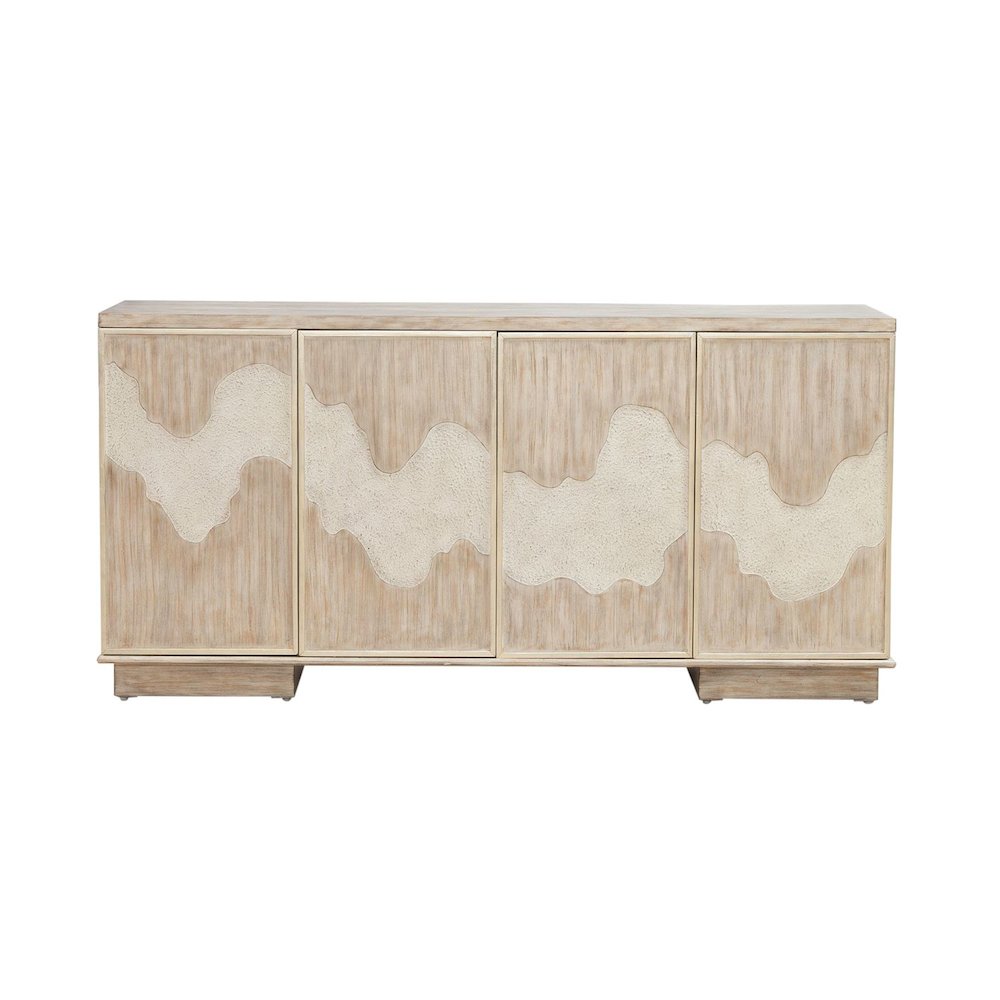 Terrace Storage 4 Door Accent Cabinet Eclectic Natural Wood Design - Grey Brown. Picture 4